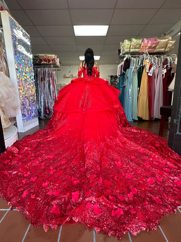 Red Quinceañera dress size 8