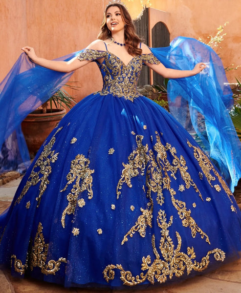 Mary’s Bridal RQ2164 in Royal Blue with Gold in size 8