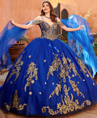 Mary’s Bridal RQ2164 in Royal Blue with Gold in size 8