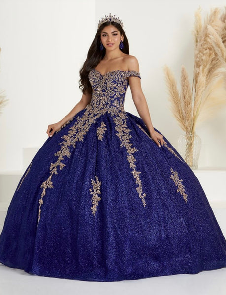 Fiesta Gowns 56447 in Royal Blue with gold, size 12