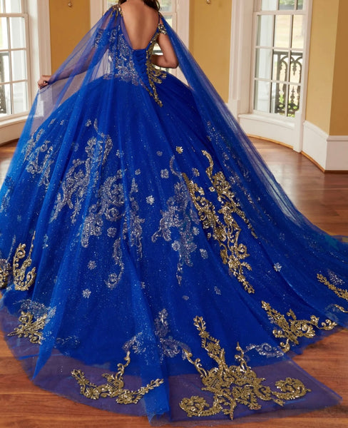 Mary’s Bridal RQ2164 in Royal Blue with Gold in size 8