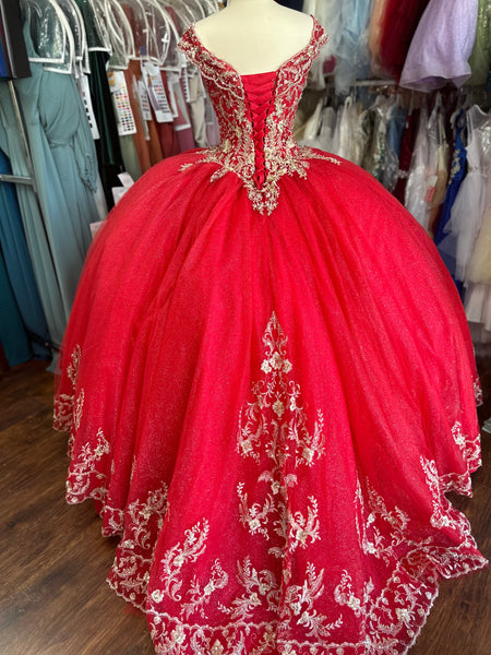 Morilee Quinceañera dress 89275 in red/gold