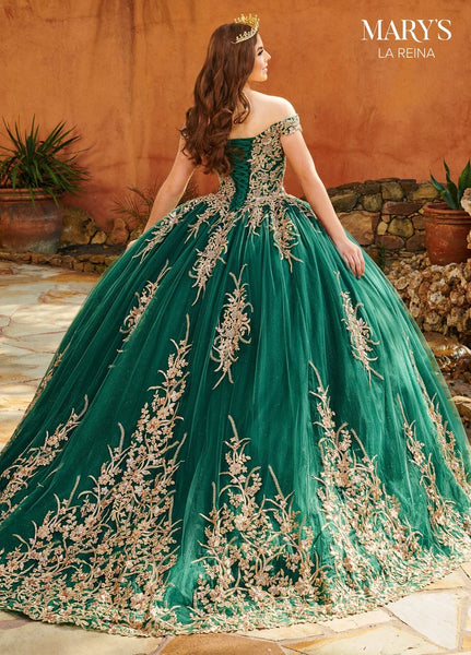 Mary’s Bridal Quinceañera dress MQ2151 in emerald green and gold
