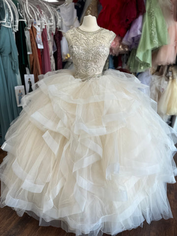 Quinceanera Collection 26886 in soft blush size 8