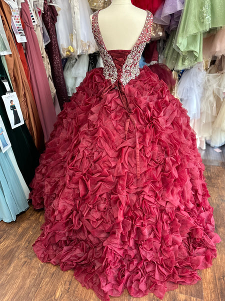 2 piece Quinceanera Collection Wine colored dress size 10