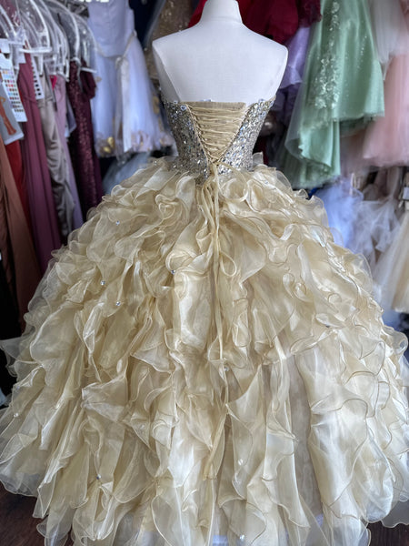Quinceanera Collection 26755 in Champagne size 8